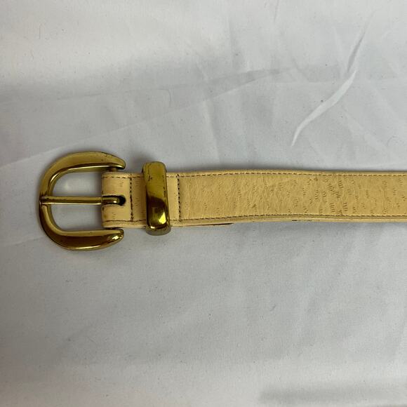 Vintage Joan & David Too Yellow Leather Pebble Belt Quiet Luxury Women M USA 90s main image 5